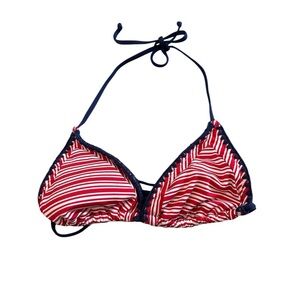 Women’s Medium Bikini Top Red Blue‎ Striped "USA Flag" Halter Swimwear Mossimo